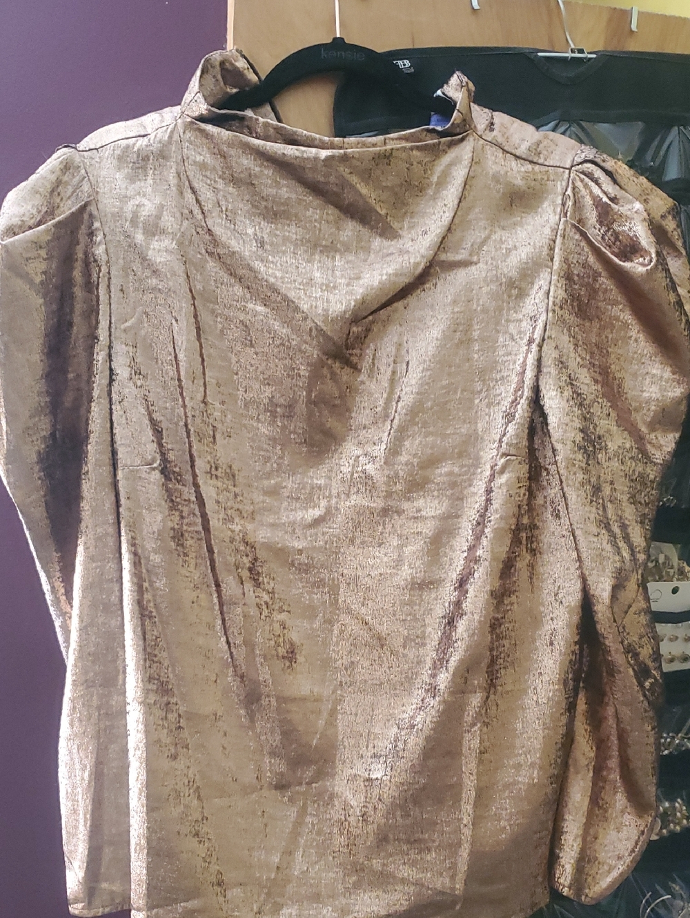 Metallic Gold Puff-Sleeve Blouse Future Collective Target